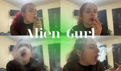 Chainsmoking two cigarettes in a close up | Alien Girl