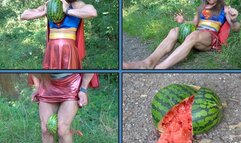 Emily Crushing A Watermelon