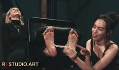 Astrid's Toes Tied and Spread in Stocks - Tickling by Home Girl (UHD 4K MP4)