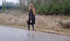 Sexy Nina slides in high heels, girl in high heels on ice (Other shoes, Part #3)