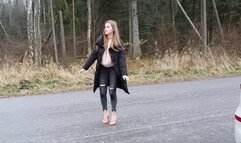Sexy Nina slides in high heels, girl in high heels on ice (Other shoes, Part #4)
