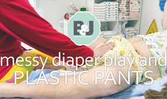 Messy diaper play and plastic pants