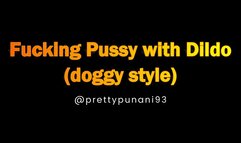 Fucking Pussy with Dildo Doggystyle