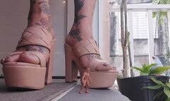 Giantess unaware High Heels Accidental foot crush for tiny man