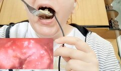 Eating rice - Swallowing large Microcamera - Extreme Vore Exploration 4K