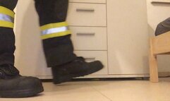 Firefighter stomping toy Cars