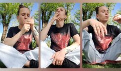 Chain-smoking in the park