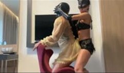 Pegging Queen| Muscle latex Queen pegging