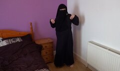 Dancing in Burka and Niqab in bare feet and masturbating