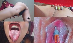 Giantess insertion - He drink my pussy juice