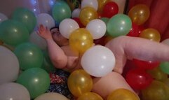 Swimming and bouncing, having fun in my balloon room