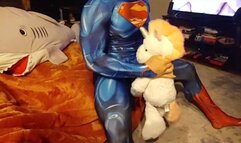 Superman finds a Stuffed Unicorn. Real Male Orgasm