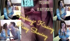 Pregnant Beauty Lera Smokes, Shows Pussy and Kisses