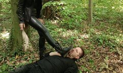 Mistress Samariel and Faith -trampling and boots cleaning in the forest part 2