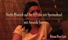 Nacht-Blowjob auf der Terrasse mit Spermamaul