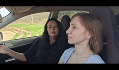 Face slapping and hand fetish sitting in the car HE