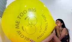 Sexy Camylle Very Sensually Blows To Pop Your HUGE Yellow Printed Balloon