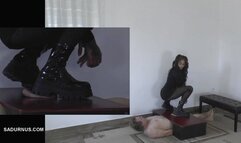 Mistress Cleo's long stomping for the slave's ruined orgasm Picture in Picture mp4