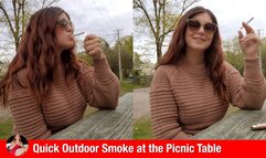 Quick Outdoor Smoke at the Picnic Table - come, sit with me!