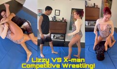Lizzy VS X-man Competitive Wrestling!