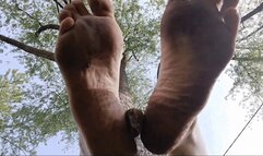 Hold this between my filthy feet with your NOSE, POV Foot Humiliation