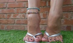 Milah Arches the Goddess of the Highly Arched Feet on flip flops with some nice JOI