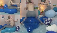 Pushing 4 Big Blue Balloons to the Limit (Sit Pop)