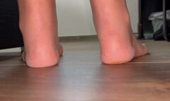 Italian girlfriend - POV barefoot size 11 walking while home cleaning