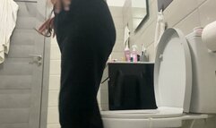 Hot blonde toilet sitting