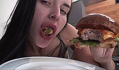 Eats a big burger and hiccups (1920x1080 HD) MOV