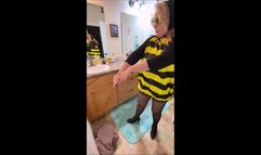Fucking a Bumble Bee as Deb Wears Her Halloween 2021 Costume With Black Stockings & Bandolino Ankle Boots 3 (10-27-2021)