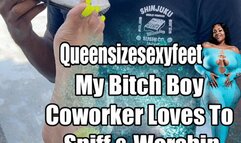 My Bitch Boy Co Worker Loves To Sniff & Worship My Big Stink Feet Stink Sole Worship