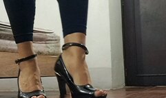 Goddess Stella modeling her beautiful black fetish heels