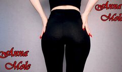 Wearing black cotton leggings, I stroke my ass and spank my ass as hard as I can