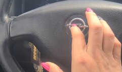 asmr nails tapping on the steering wheel