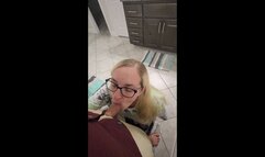 Amateur MILF on her knees swallowing cum