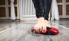 STELLA - RC toy car ferrari crush barefoot and in platforma sandalas - crush fetish giantess