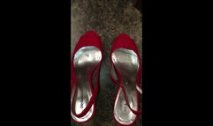 Fucking After Church As Deb Dolls Up in Sexy Red Dress & Red Syle & Co Stiletto Spiked Heel Sling Back Open Toe Pumps