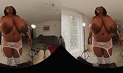 VR180 3D - Big Boobs Bouncing in a white Lingerie Dress (Clip No 2694 - 4K mp4 version)