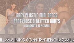 1422-Grey Plastic Mini Dress and Pantyhose