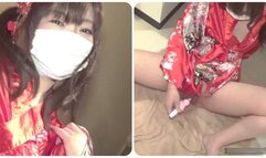 A shaved Echiechi girl in a kimono blows with a toy and wants a dick.