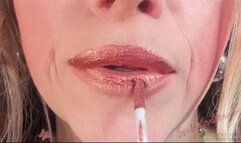 Metallic Bronze Lipstick Lips Smelling (HD) MP4