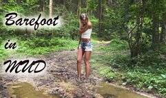 Sexy SweetLana walking barefoot in mud, barefoot muddy walk, muddy feet, dirty feet, girl in mud