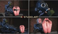 Astrid Deprived in Tight Wrapping with Harness Ball Gag and Gas Mask - Intense Bastinado (UHD 4K MP4)