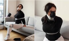 Latina's Punishment: Taped Tight, Gagged with Her Socks, and Sniffing Her Own Heel! (4K)