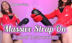 STRAP ON JOI Stroke for Massive Strap On with Goddess Vivien in Red Latex PVC Gloves Masturbation Encouragement for a HUGE Dong