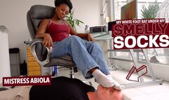 My white foot rat is under my musty socks! ( Sock Domination with Mistress Abiola ) - 4K UHD MP4