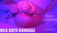 MILK BATH BONDAGE : GLIMMER TIED IN MILK ! milk poured over head, hair over face, hair in mouth, ass spreading STRUGGLE : DID PAWG : 4K HD mp4