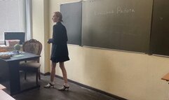 teacher is teaching a class and accidentally trips and sprains her ankle, but she still has to teach the class with a bad leg (re-release)